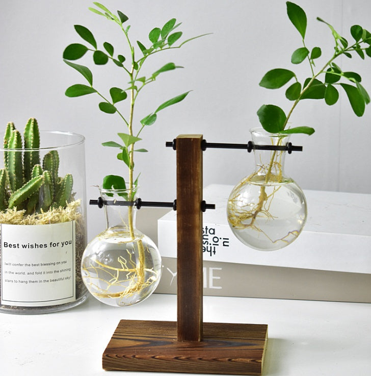 Stylish Wooden Hydroponic Vase