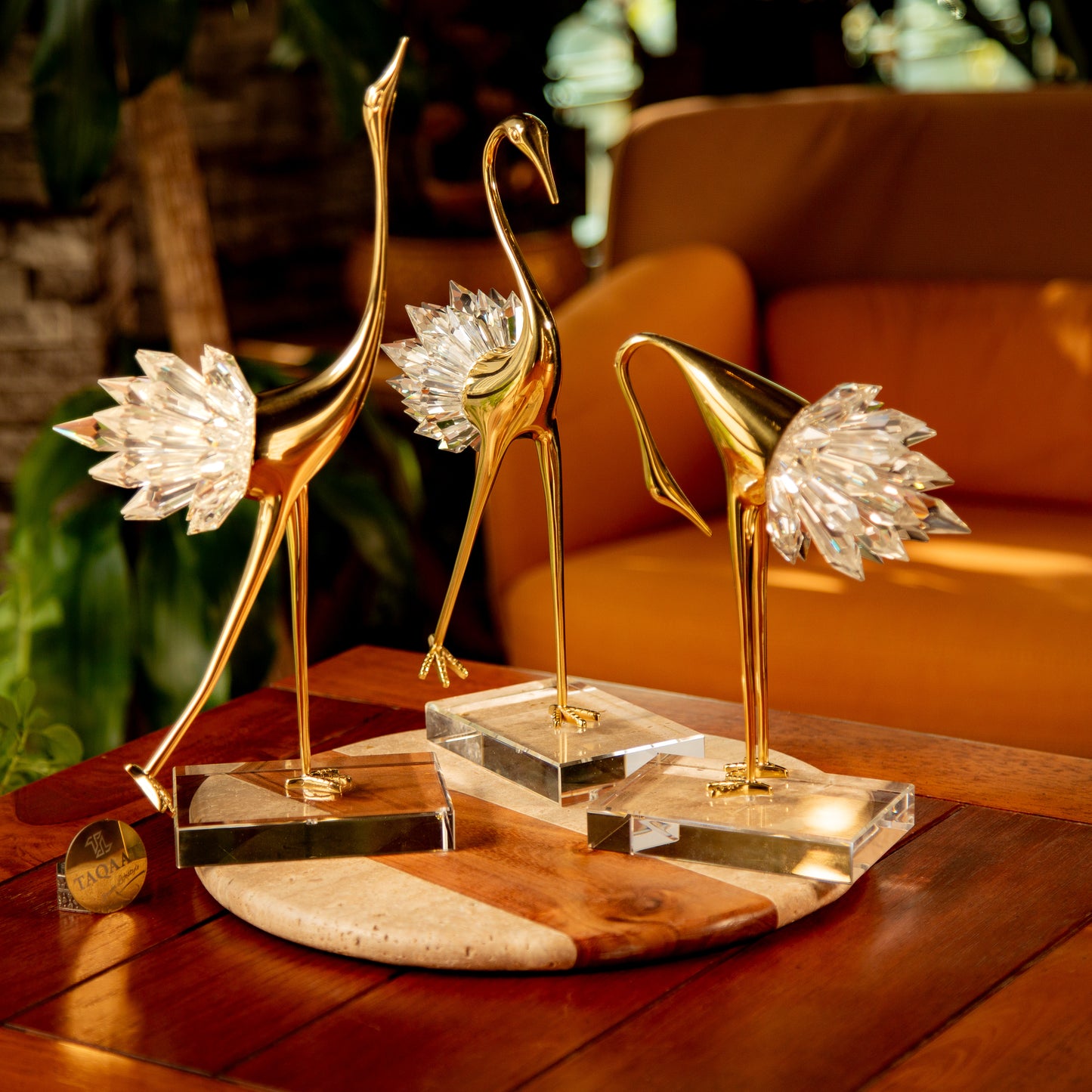 Elegant Crystal Flamingo Statues for Home Decor