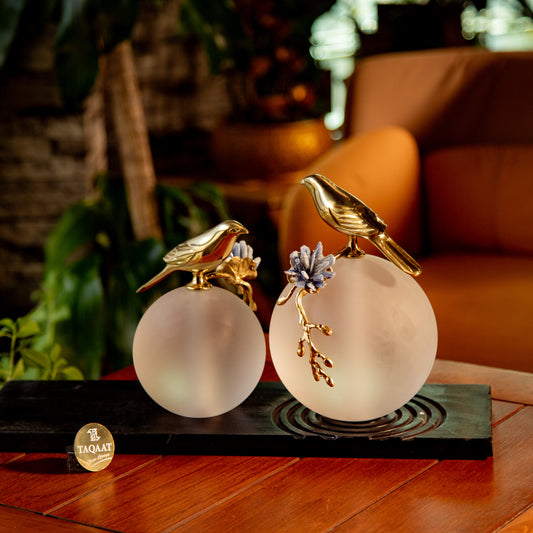 Modern Luxury Bird Ornament with Frosted Crystal Accents