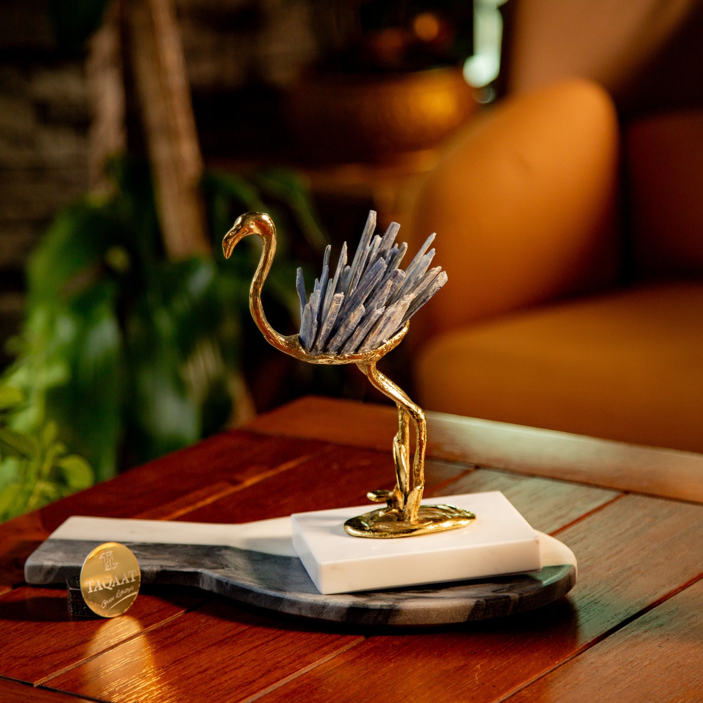 Modern Luxury Flamingo Crystal Copper Ornament