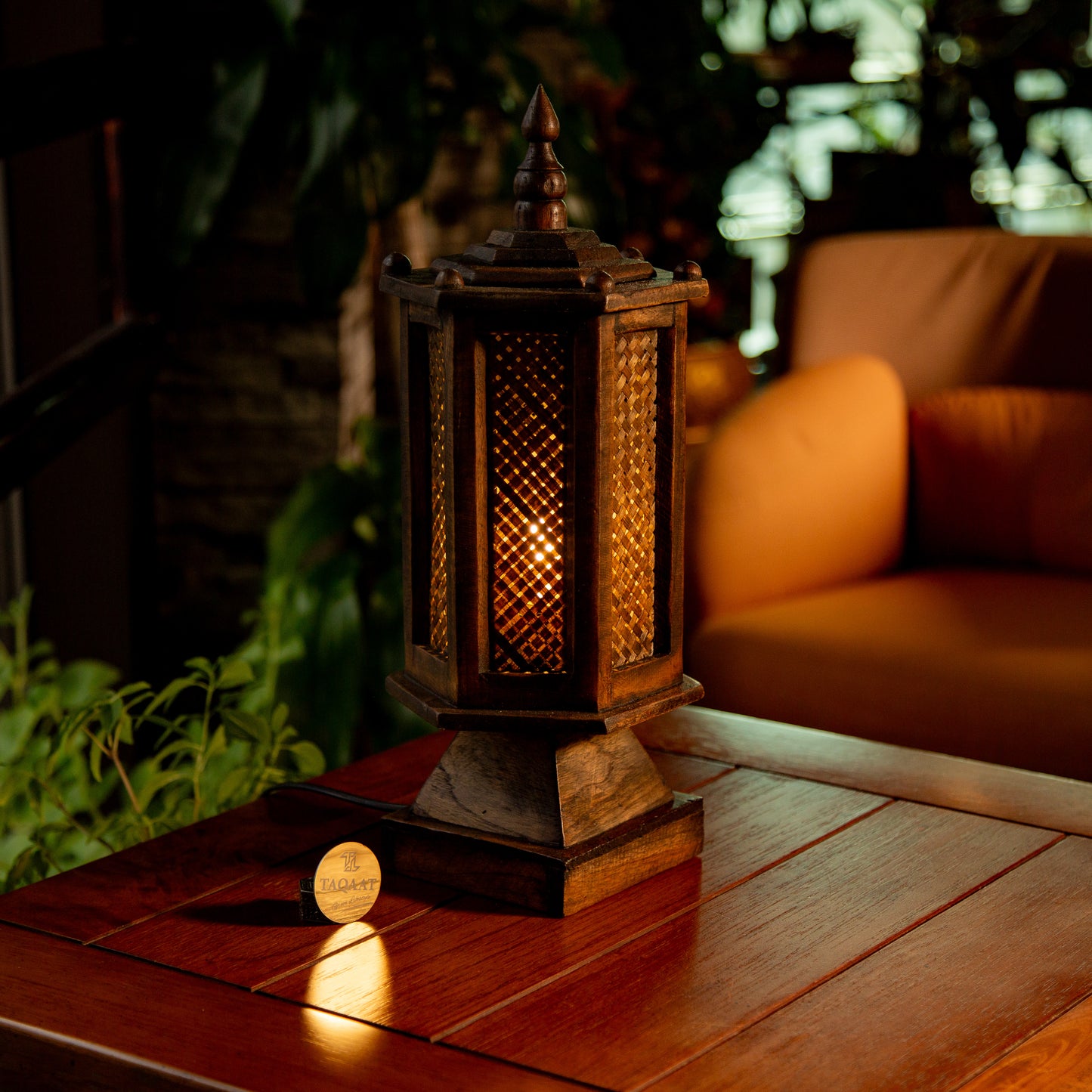 Handcrafted Wooden Bamboo Rattan Table Lamp