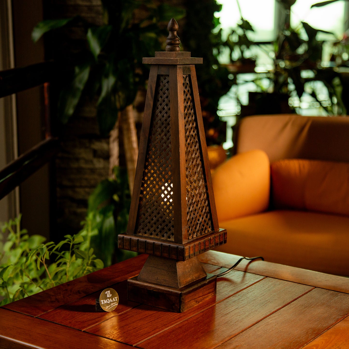 Handcrafted Wooden Bamboo Rattan Table Lamp